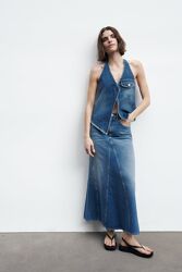 Крута джинсова міді спідниця Zara - XC