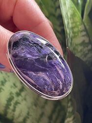 Серебряное кольцо с чароитом 