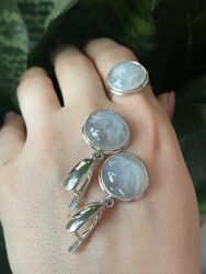 Срібний комплект з аквамарином