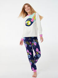 Утепленная пижама для девочки Smil розовая и молочная 104674