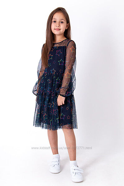 Нарядное платье Mevis Бабочки темно-синее 4064 - размер 116