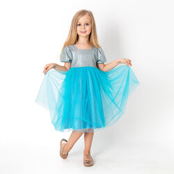 Нарядное платье для девочки Mevis голубое 4043-03