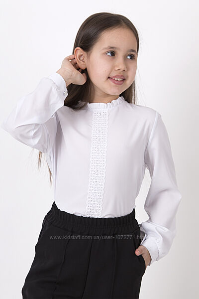 Блузка з довгим рукавом для дівчинки Mevis біла та молочна 4435