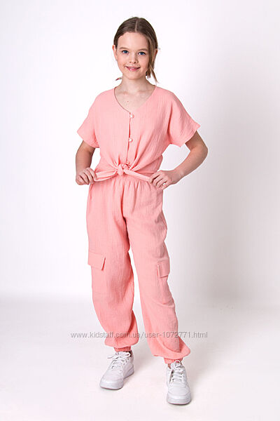 Літній костюм для дівчинки муслін Mevis 4844 - 6 кольорів в наявності