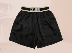 Celine Черные атласные шорты на эластичном поясе р. S