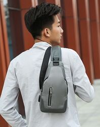 Мужской спортивный рюкзак с USB выходом Haoshuai Сумка через плечо Слинг