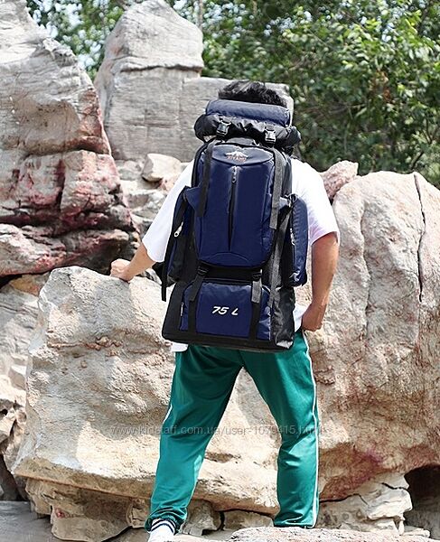 Рюкзак туристический походный, текстиль, 75 L