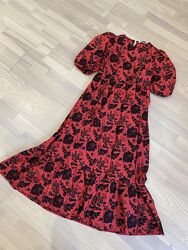 Довга червона бавовняна сукня Zara XS