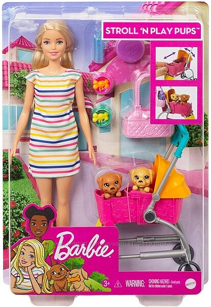 Кукла Барби Прогулка со щенками Barbie Stroll n Play Pups Playset