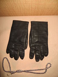 Женские кожаные перчатки, утепленные.