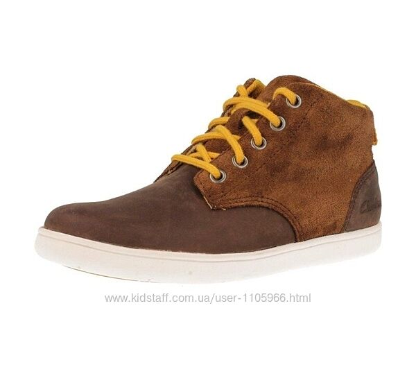 Крутые высокие кожаные кеды Clarks 24, 5 см.