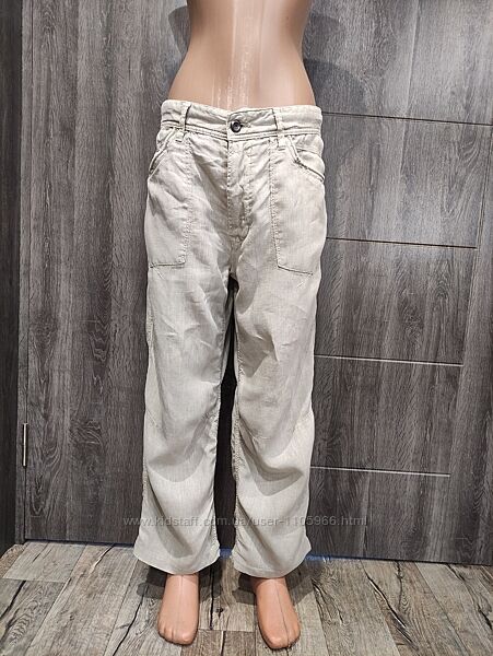 Широкие льняные штаны, льняные брюки, лен, из льна  Пот-41 см