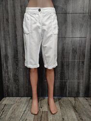 Белоснежные льняные шорты Пот-42 см