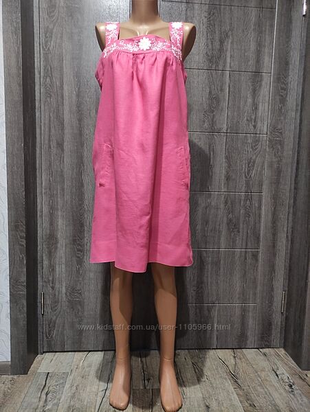 Красивенное льняное платье, льняной сарафан, лен Пог-54 см