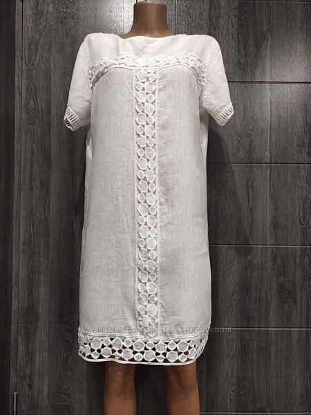 Легкое белоснежное льняное платье Италия ПОГ-53 см