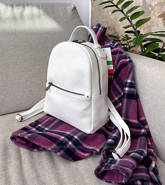 Стильный женский городской кожаный белый летний рюкзак, Италия