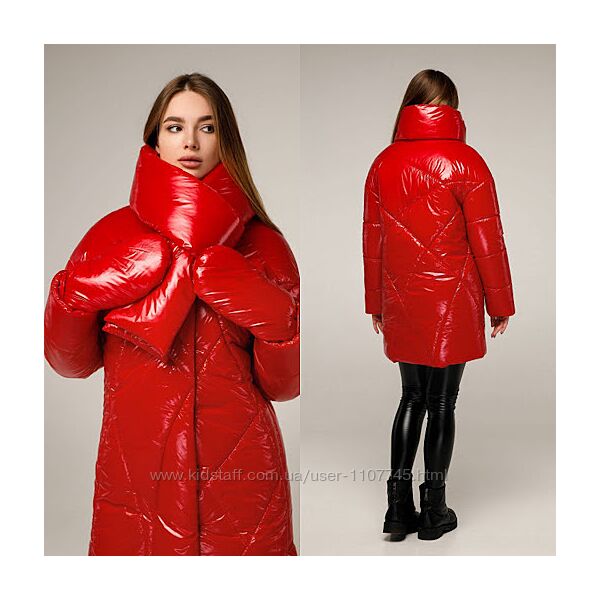 Пуховик женский зимний с варежками и кашне, Лак/Лаке 8 тонов, р.44-54