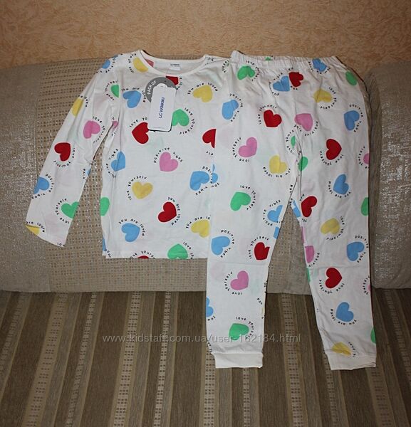 Нова піжама в сердечки дівчинці 8-9, 9-10, 10-11 років від від lc waikiki