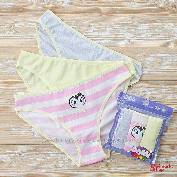 АКЦІЯ на  Трусики бавовняні для дівчаток 3 шт/уп, Туреччина ТМ Domi.