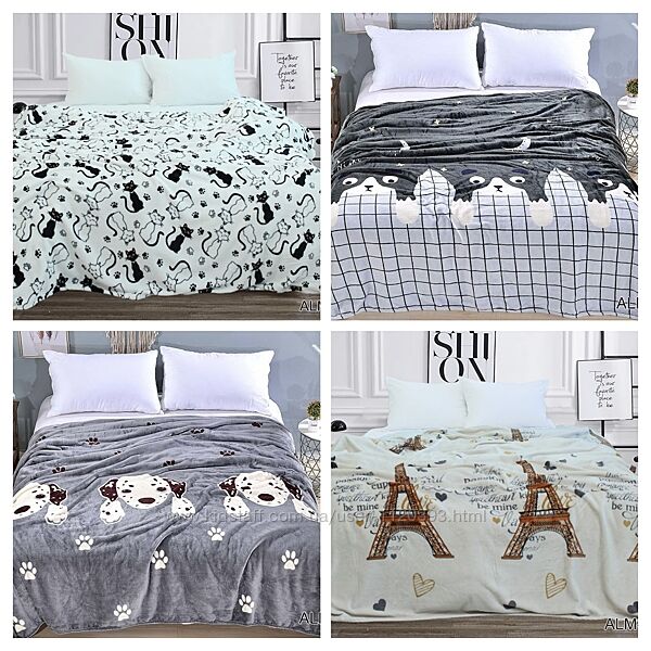 ЗНИЖКА на Мякі пледи з велсофту, 160х220 см та 200х220 см, різні кольори.