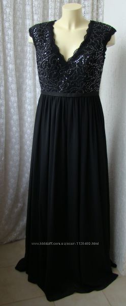 Платье женское шикарное вечернее в пол черное декор Unique р. 48 6165