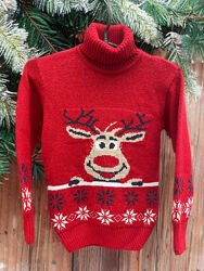 Светр новорічний з оленем на 9-10 років, розмір 134