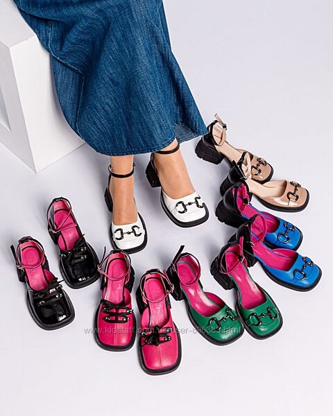 Стильные туфли- деленки с фурнитурой