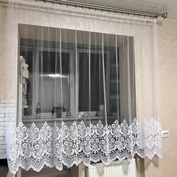 Белая тюль до подоконника 