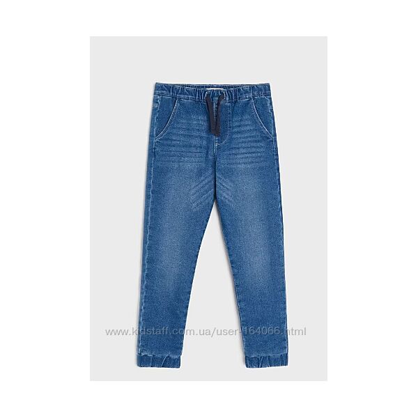 Теплые джинсы джогеры детские на флисе, р.134,140, маломерят