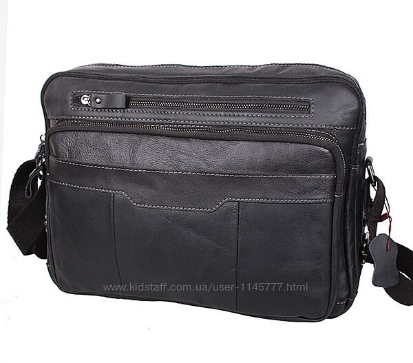 Сумка чоловіча шкіряна через плече для документів ноутбука 8s1863 чорна