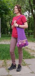 Сумка авоська сетка эко-сумка для продуктов фиолетовая