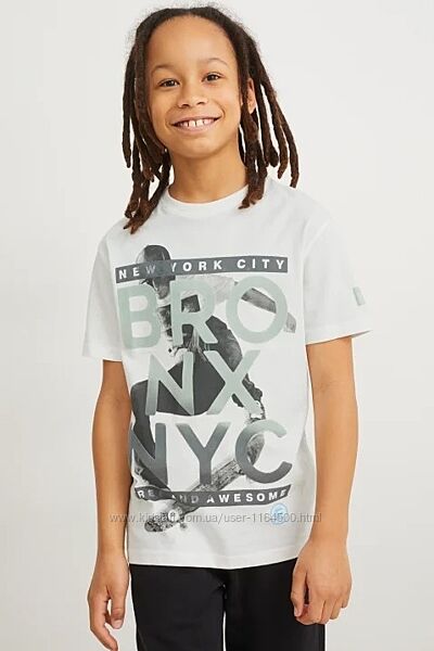 Біла підліткова футболка для хлопчика C&A Розмір 146-152, 158-164, 170-176