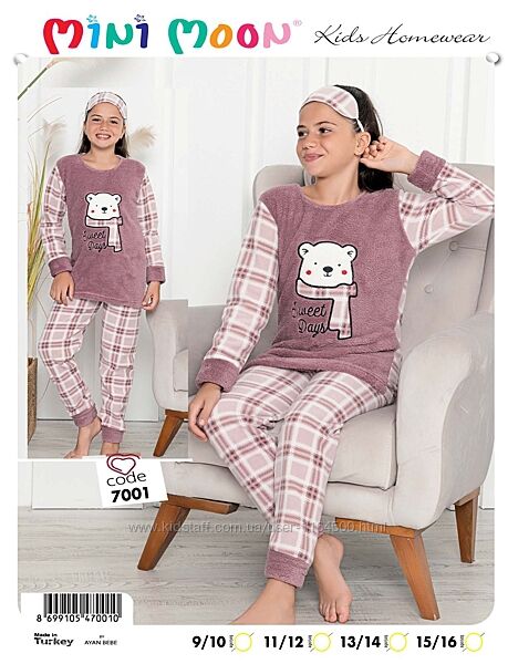 Тепла зимова піжама для дівчинки Mini Moon Туреччина Розмір 134 140 146 152
