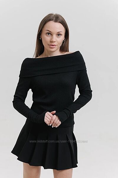 Чорний топ з відкритими плечима для дівчинки 12-13 років Розмір 158