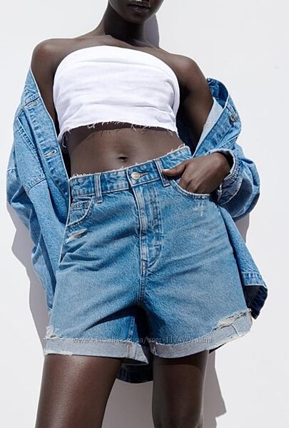 Шорты Зара Zara mom shorts high rise rigid
