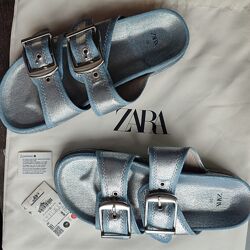 Шлепанцы сандали zara зара flat denim sandals zara Испания
