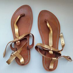 Сандалии босоножки zara зара flat leather sandals zara Испания