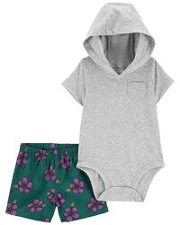 Картерс Carters carters набор худи шорты Hooded Bodysuit& Floral Short Set
