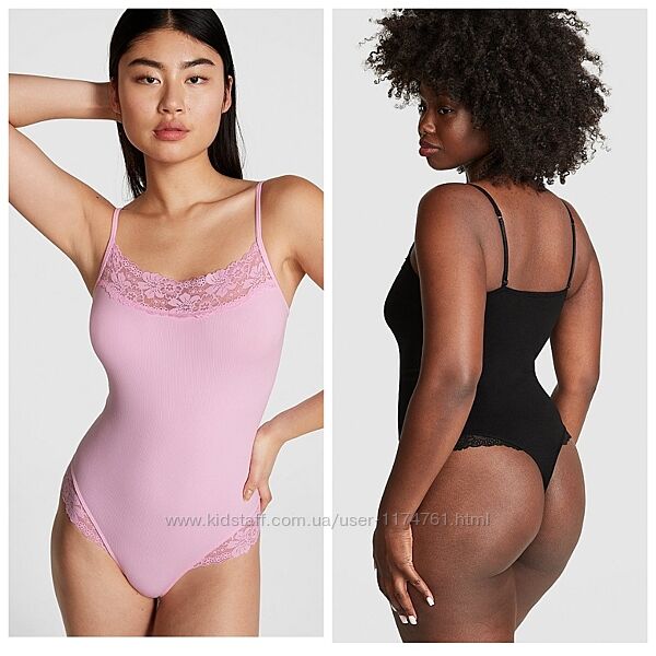 Victoria&acutes Secret бодисьют боди WINK SEAMLESS RIB LACE-TRIM BODYSUIT