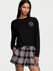 Victoria&acutes Secret пижама Flannel Long-Sleeve Short Tee-Jama Set