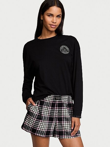 Victoria´s Secret пижама Flannel Long-Sleeve Short Tee-Jama Set
