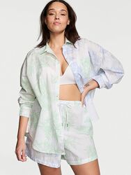 Victoria&acutes Secret пижама Cotton Long-Sleeve Shirt & Shorts Set