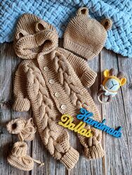 Вязаний комбінезон Ведмедик, 3-6міс. 