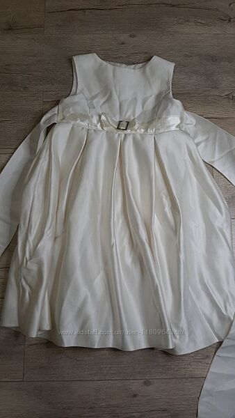 Дитяча святкова атласна сукня кремового кольору для дівчинки 3 - 5 років