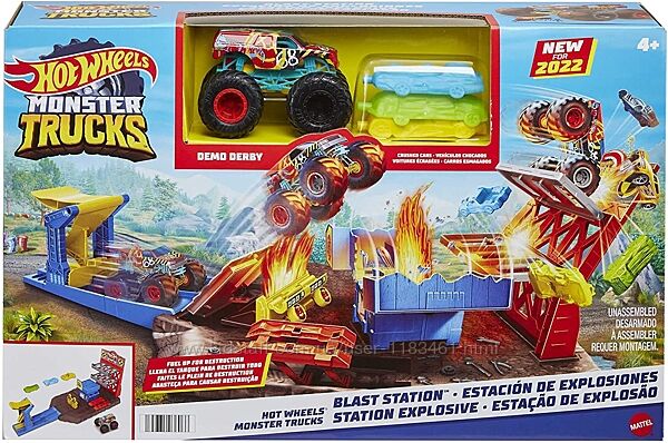 Трек Hot Wheels Monster Trucks Derby Приключения на станции Blast station 
