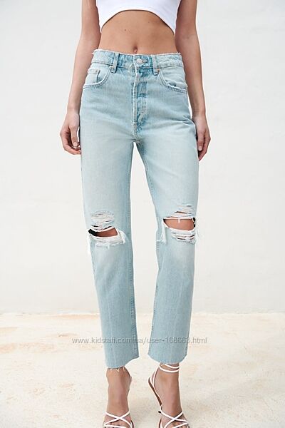 Прямые джинсы с высокой посадкой от Zara, 34, 38р, оригинал 