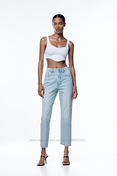 Прямые джинсы с высокой посадкой от Zara, 38р, оригинал 