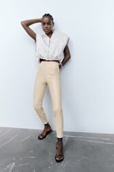 Кожаные штаны с высокой посадкой от Zara, XXL, оригинал, Испания