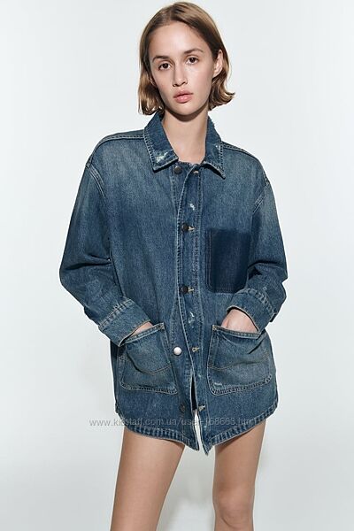 Джинсовая куртка оверсайз от Zara, XS, S, оригинал, Испания