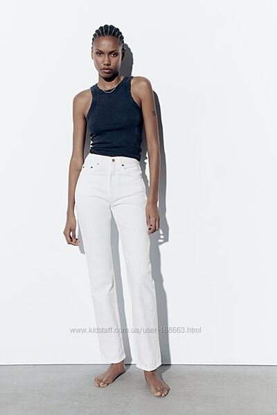 Прямые джинсы с высокой посадкой от Zara, 44р, оригинал 